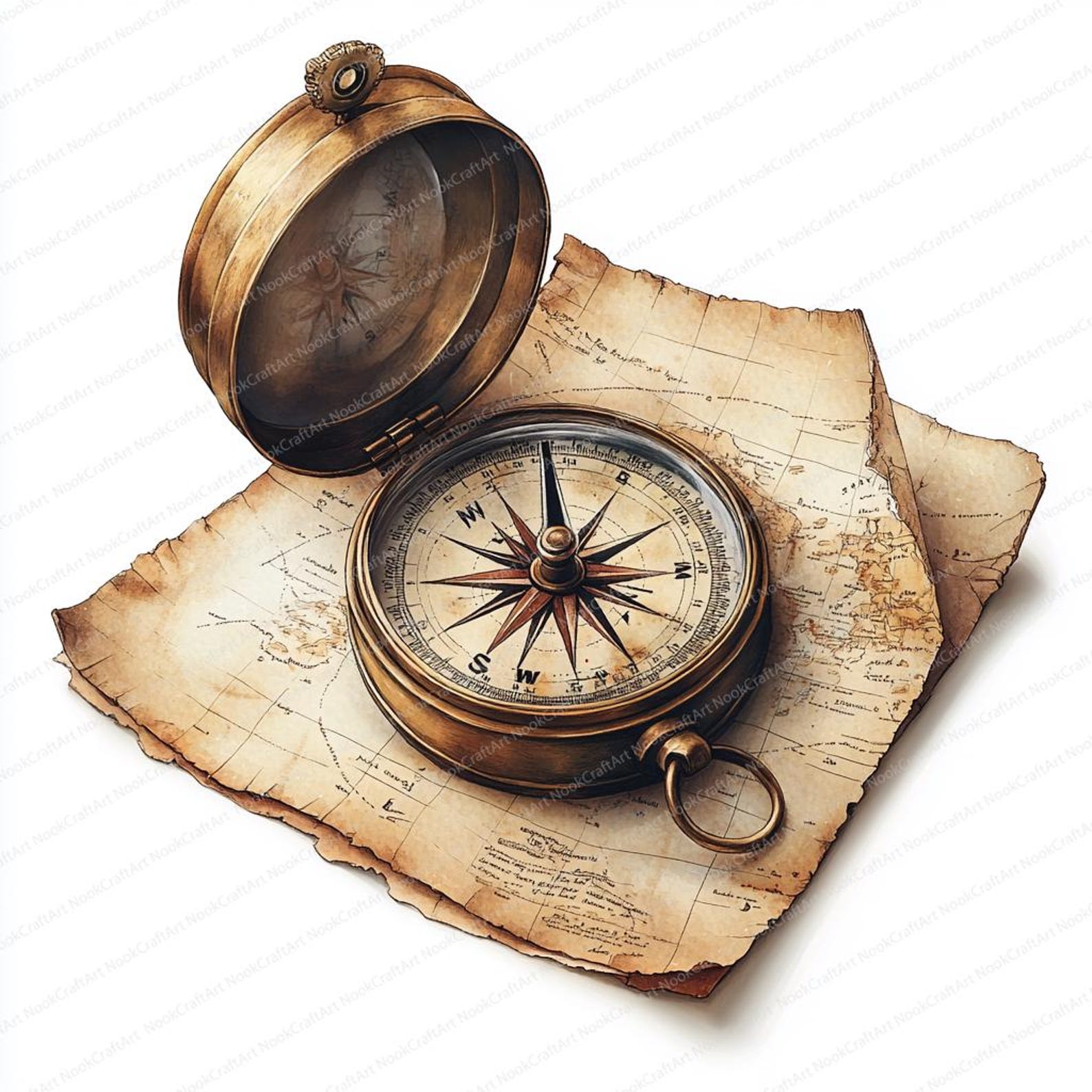 24 Vintage Compass Clipart | Antique Navigation Graphics | Printable ...