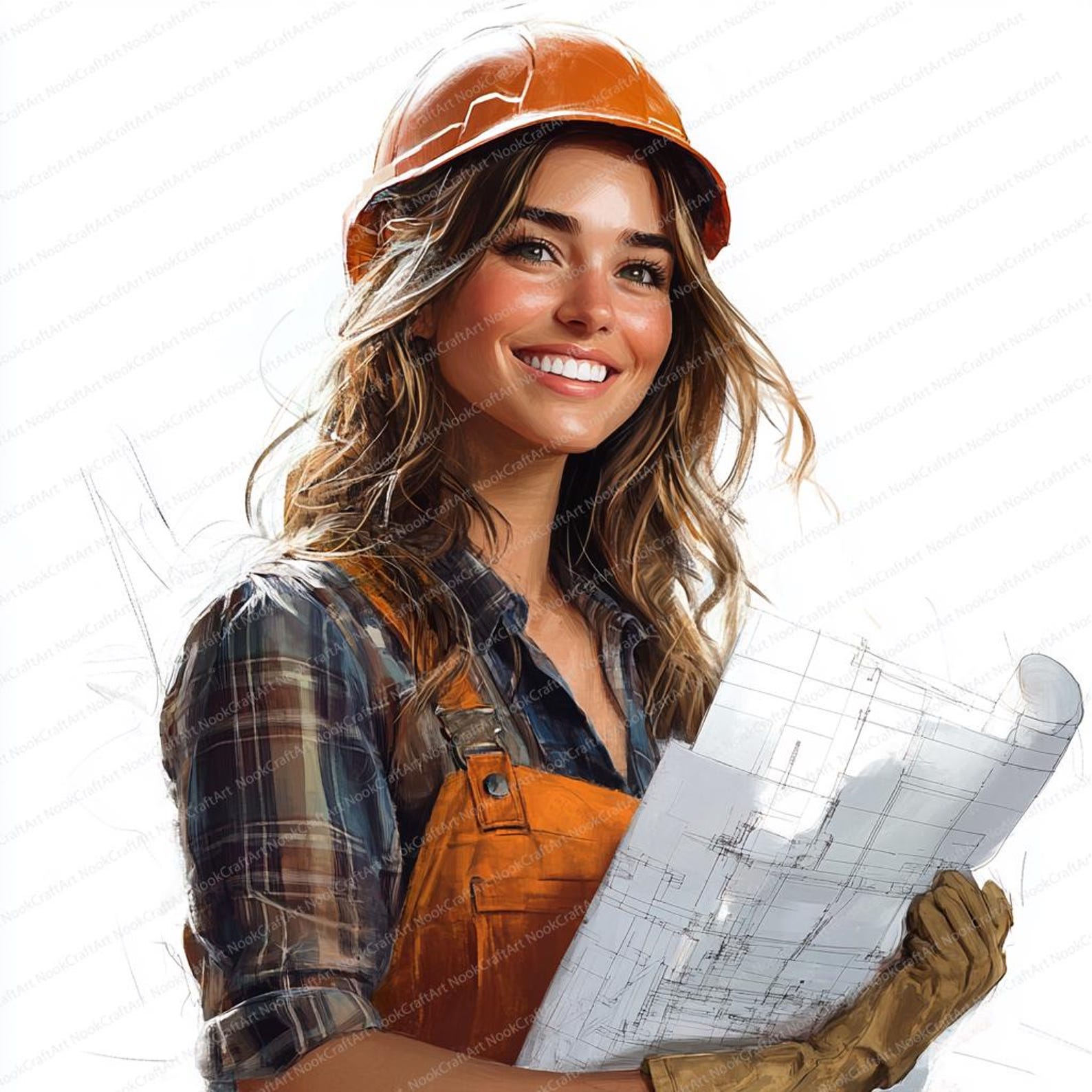 20 Engineer Woman Clipart | Smiling Female With Blueprints | Printable ...