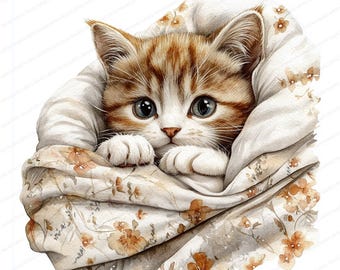 ベッドにいる猫のクリップアート 18 枚 | 眠っている子猫のイラスト