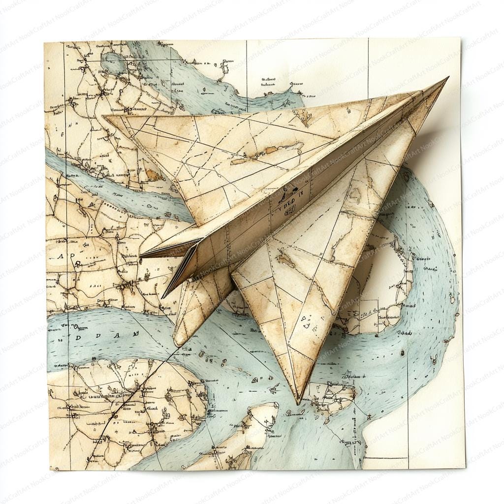 22 Paper Airplane Map Clipart | Travel-themed Digital Art | Printable ...
