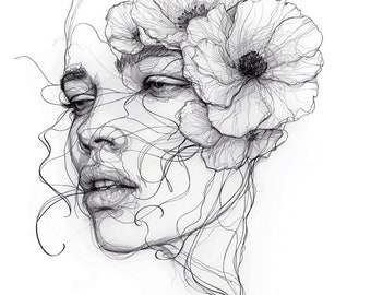 10 Floral Woman Face Clipart | Line Art Clipart | Printable Watercolor clipart | High Quality JPGs | Digital download | Paper craft