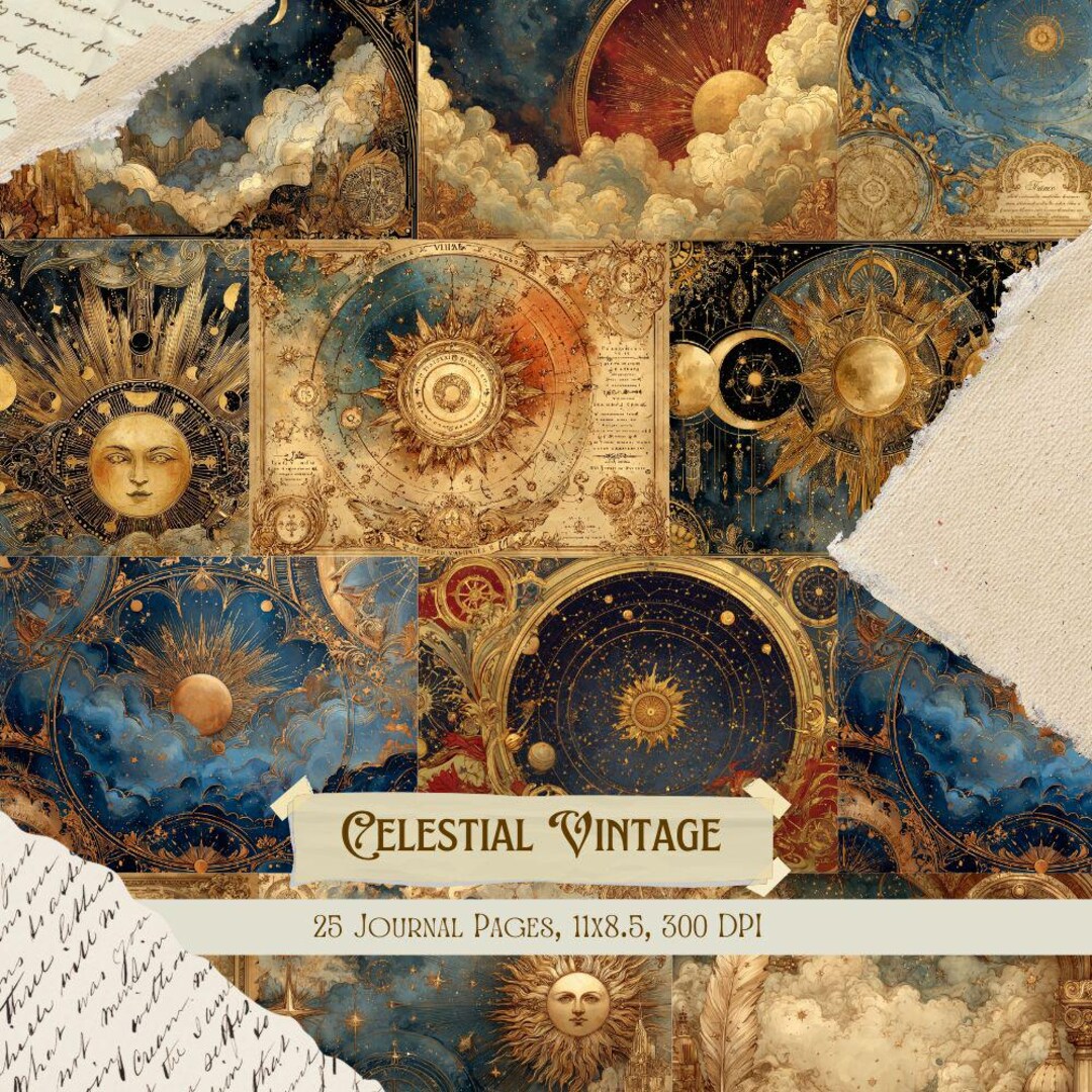 Celestial Vintage Junk Journal Kit | Antique Star Map Collage