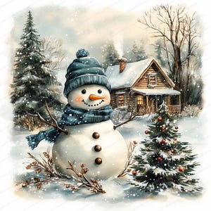 16 Vintage Shabby Chic Schneemann Clipart | Nostalgische Schneemann Clipart | Druckbare Aquarell Clipart | Hochwertige JPGs | Digitaler Download