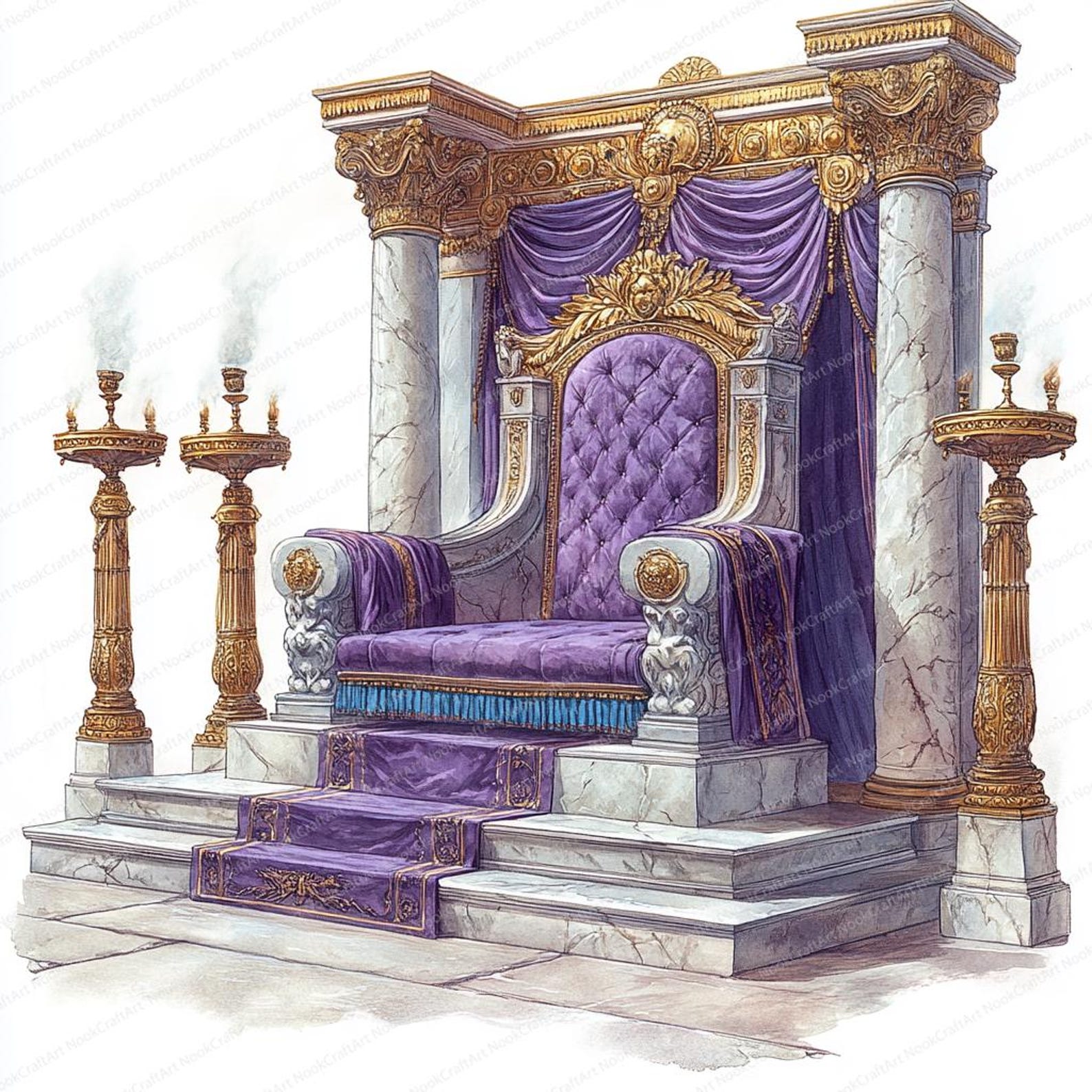 24 Imperial Throne Clipart Set | Royalty Inspired Graphic Elements ...