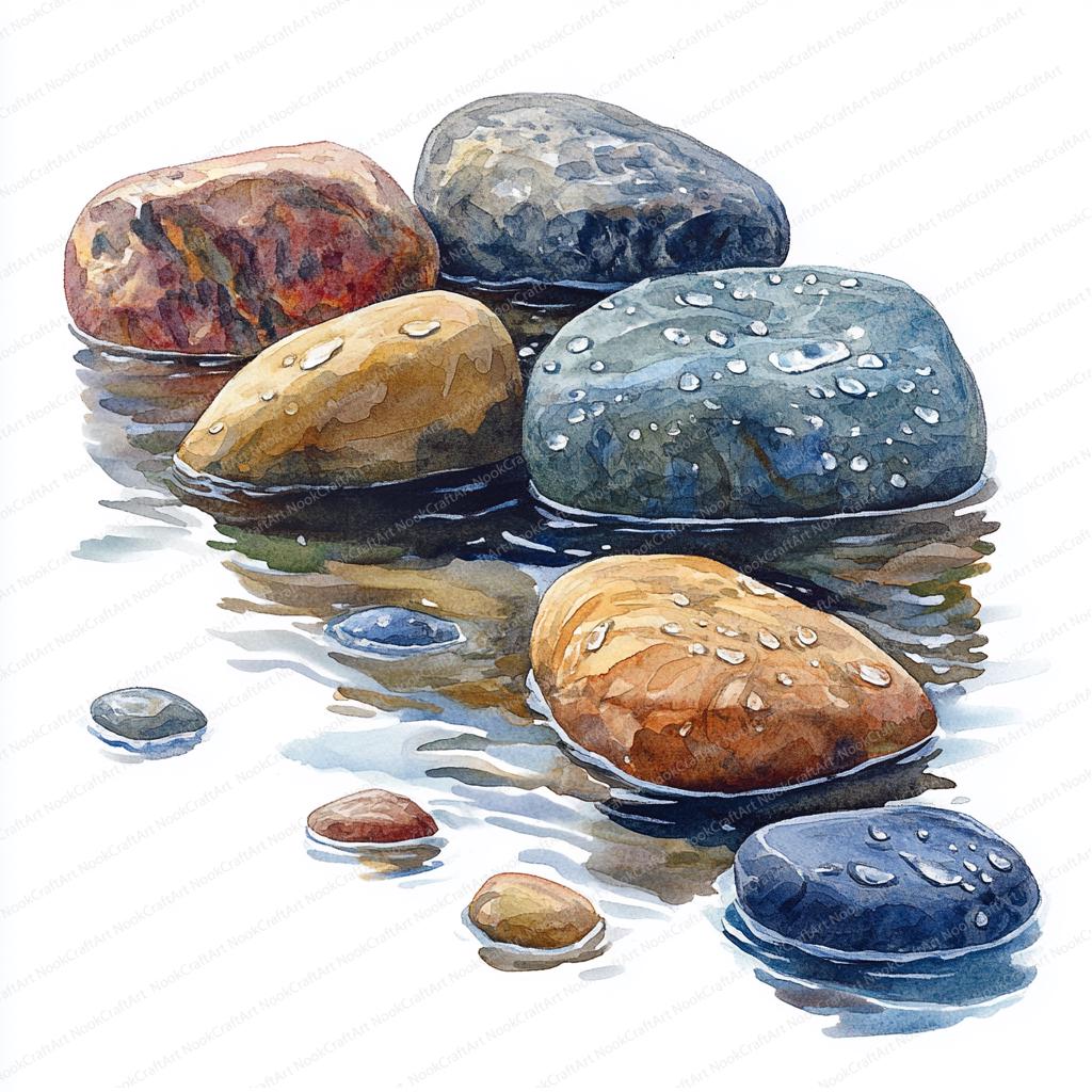 23 川の石のクリップアート | 天然水のグラフィック | 印刷可能な