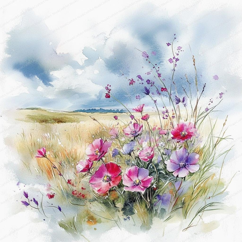 Wild Floral Clipart Watercolor Flowers | 20 High Quality Jpgs | Spring ...