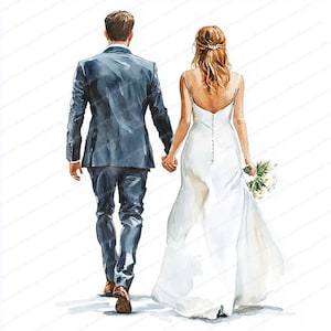 20 Braut und Bräutigam Rücken Clipart | Aquarell Hochzeit Clipart | Hochwertige JPGs | Digitaler Download | Papiermodelle | Junk Journal