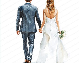 20 Clipart di sposi e sposi / Clipart di nozze ad acquerello / JPG di alta qualità / Download digitale / Artigianato di carta / Diario spazzatura