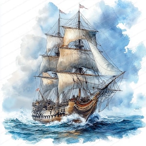 Lot de 18 cliparts vintage de bateau pirate | Fichiers JPG de haute qualité | Collection d'art nautique | Téléchargement numérique | Fabrication de cartes | Scrapbooking