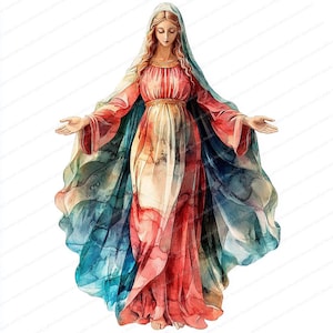 18 Clipart della Vergine Maria / Arte dell'acquerello della Madre Maria / Clipart stampabile / JPG di alta qualità / Download digitale / Artigianato di carta