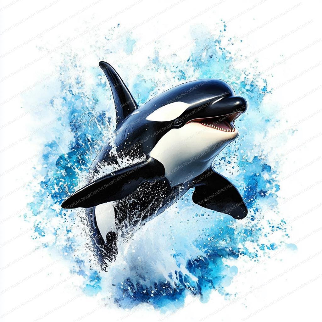 20 Watercolor Orcas Clipart | Ocean Whale | Printable Watercolor Clipart |  High Quality Jpgs | Digital Download | Marine Life | Junk Journal - Etsy  Israel, image size:1024x1024