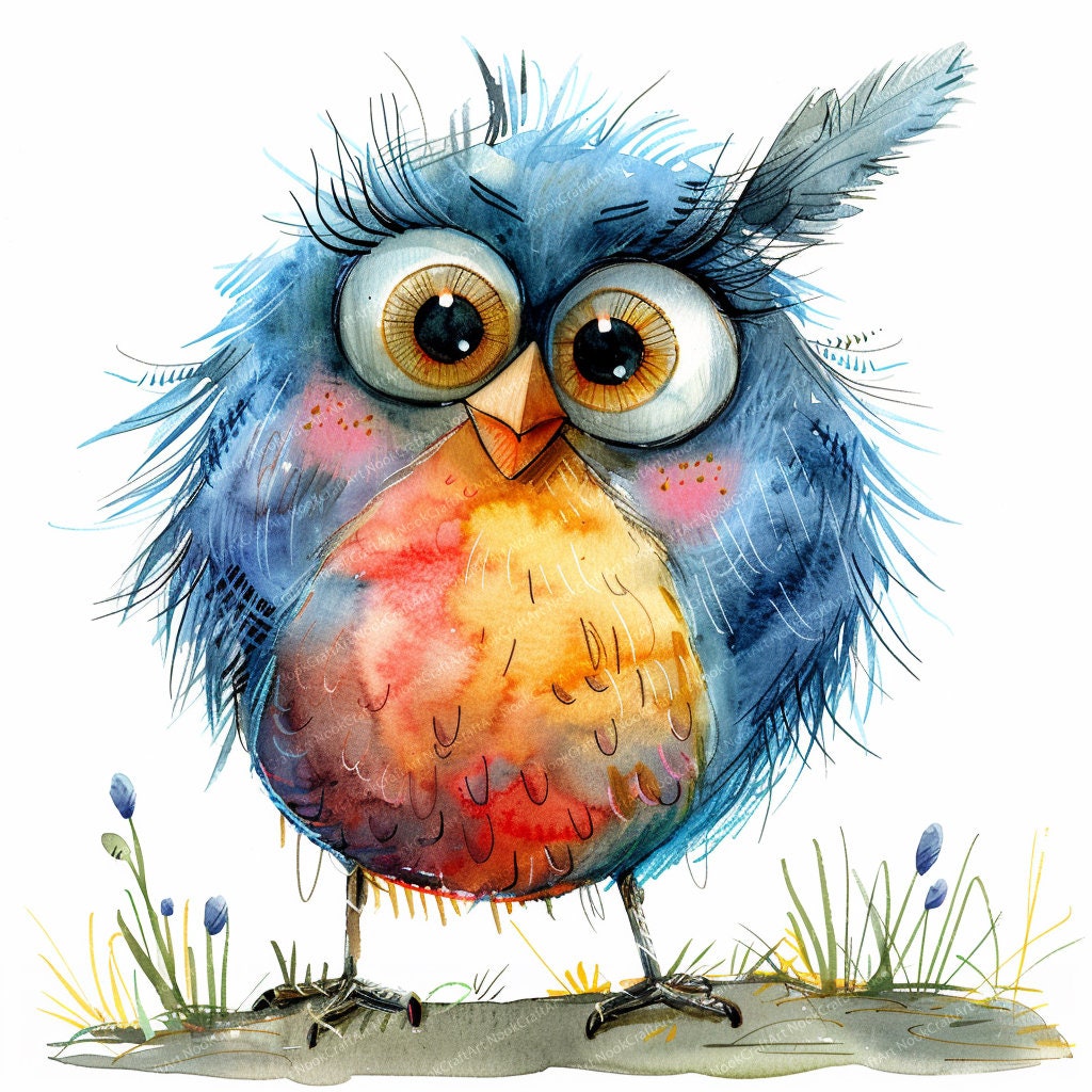 15 種類の面白い鳥 | 素晴らしい鳥 | デジタル クリップアート | 水彩