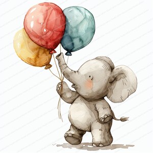 8 Cute Elephant Clipart | Baby Elephant With Festive Balloons | High ...
