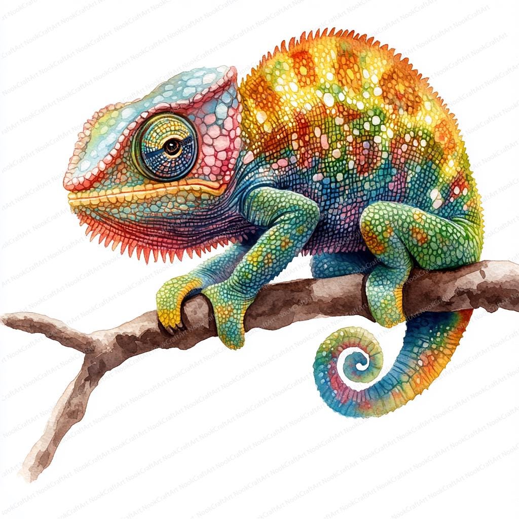 16 色のカメレオンの変化するクリップアート | 愛らしい爬虫類の