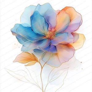 Paquete de 14 archivos JPG, imágenes prediseñadas de flores abstractas, impresión de flores abstractas, archivos JPG de alta calidad, descarga digital, manualidades de papel y diario basura