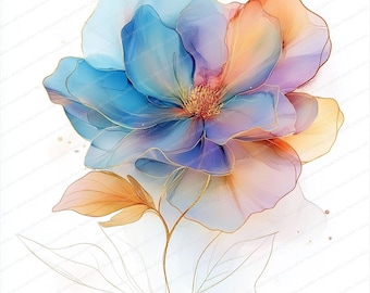 Paquete de 14 archivos JPG, imágenes prediseñadas de flores abstractas, impresión de flores abstractas, archivos JPG de alta calidad, descarga digital, manualidades de papel y diario basura