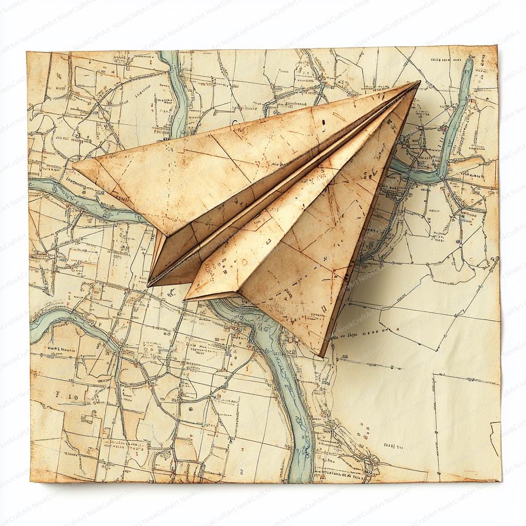 22 Paper Airplane Map Clipart | Travel-themed Digital Art | Printable ...