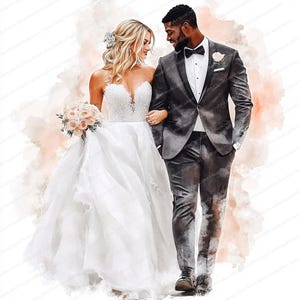 20 gemengd getrouwd stel clipart | Afdrukbare aquarel clipart | Hoge kwaliteit JPG's | Digitale download | Papiermodellen | Junkjournaal
