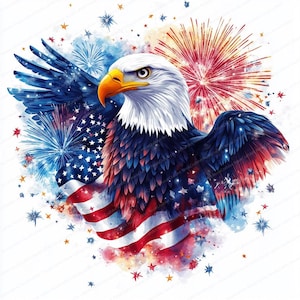 12 Eagle Clipart / Patriotic Eagle Clipart Bundle / Imágenes prediseñadas de acuarela imprimibles / JPGs de alta calidad / Descarga digital / Artesanía de papel