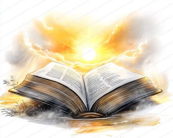 20 Bible Clipart | Holy Book Watercolor Images | Printable JPGs | Instant Download | Commercial Use | Paper Craft Designs