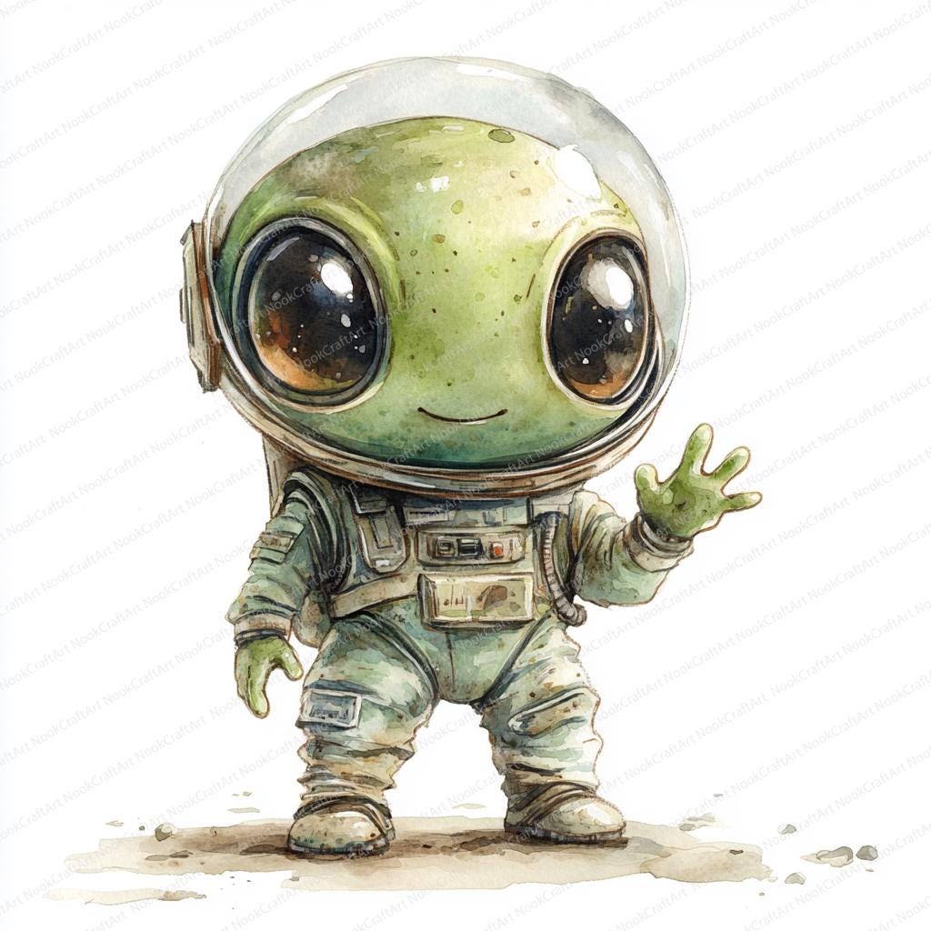23 Alien Clipart Illustration | Colorful Extraterrestrial Art ...