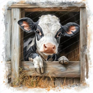 20 Cow in a Barn Clipart | Printable Watercolor Clipart | High Quality JPGs | Digital Download | Paper Craft | Junk Journal