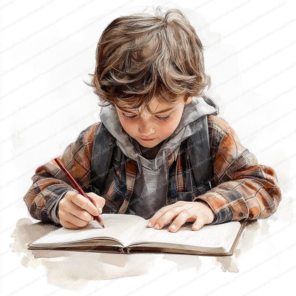 Clipart escribir niños - Etsy México, image size:1024x1024