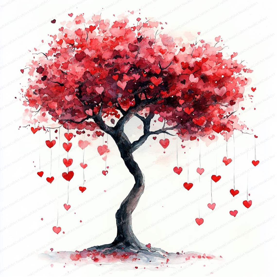 14 Heart Shape Leaves Love Tree Clipart | Romantic Nature Art Design ...