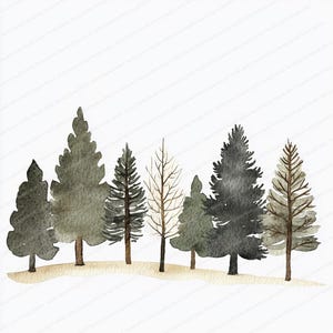 18 Minimalistic Christmas Tree Clipart | Printable Watercolor Clipart | High Quality JPGs | Digital Download | Paper Craft | Junk Journals