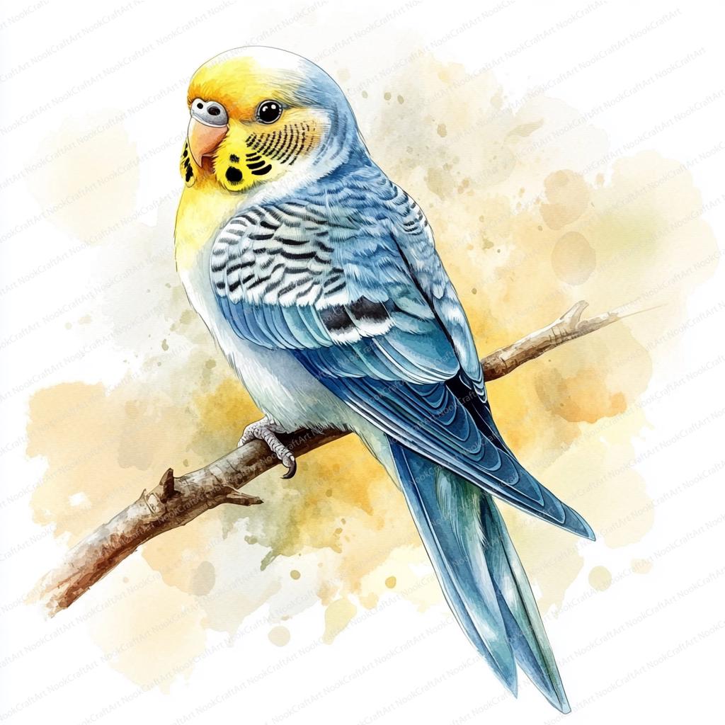 16 セキセイインコのクリップアート | 水彩インコ | 印刷可能な水彩