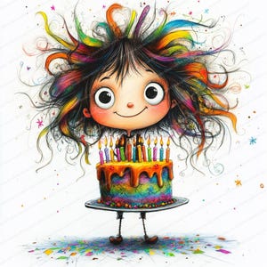 14 Whimsical Birthday Cake Clip Art | Printable Watercolor clipart | High Quality JPGs | Digital download | Paper craft | junk journal