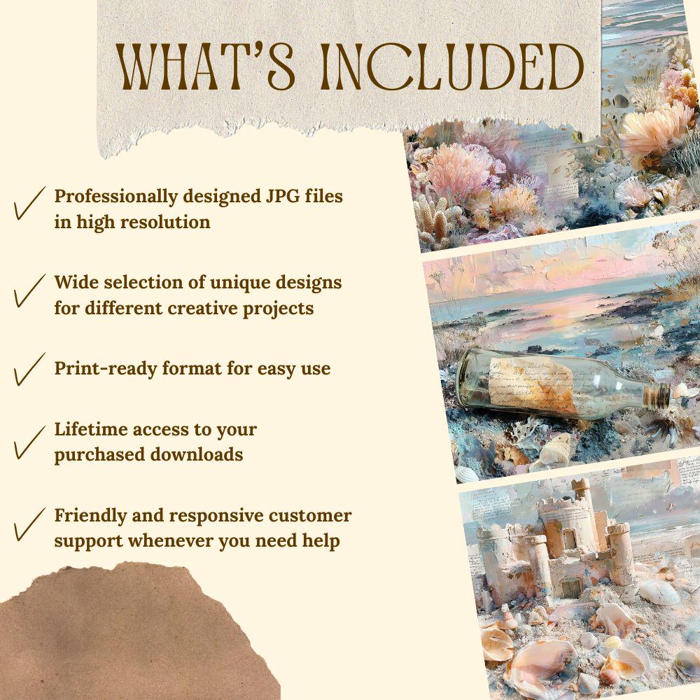 Coastal Memories Junk Journal Kit | Vintage Seaside Collage Sheets ...