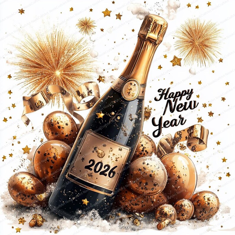 19 Champagne Bottle Clipart | New Year Celebration Graphics | Printable ...