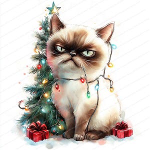 16 Quirky Santa Cat Clipart | Whimsical Holiday Cat Designs | Printable Watercolor Clipart | High Quality JPGs | Paper Craft | Junk Journal