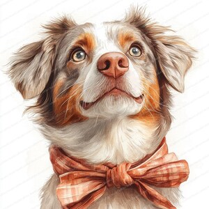 20 Cane con papillon Clipart / Carino disegno di illustrazione canina / Clipart acquerello stampabile / JPG di alta qualità / Carta artigianale / diario