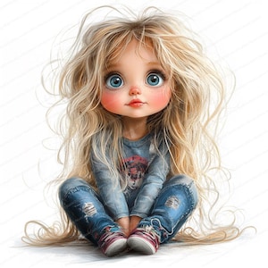 16 grappige meisjes-clipart | Eigenzinnig meisje | Afdrukbare aquarel clipart | Hoge kwaliteit JPG's | Digitale download | Papierkunst | ongewenste tijdschriften