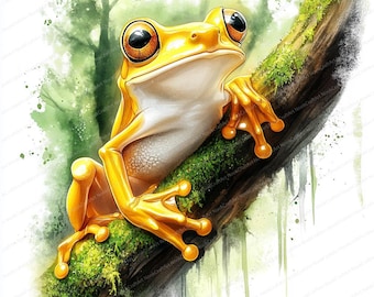 16 Gold Frog Clipart | Toad Clipart | Printable Watercolor Clipart | High Quality JPGs | Digital Download | Paper Craft | Junk Journal