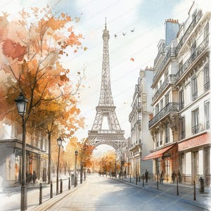 20 Cliparts de aquarela requintados e românticos de Paris | Cliparts de aquarela imprimíveis | JPGs de alta qualidade | Download digital | Papel artesanal | Diário