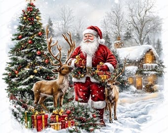 クリスマスのトナカイとサンタクロースのクリップアート18点 | お祝い