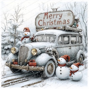 Paquete de 14 muñecos de nieve navideños Clipart / Clipart navideño / Clipart de acuarela imprimible / JPG de alta calidad / Descarga digital / Manualidades de papel