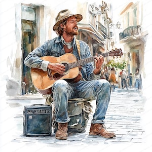 24 Street Performer Clipart | Urban Music Art Collection | Printable Watercolor clipart | High Quality JPGs | Paper craft | Junk journal