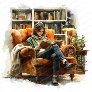 20 Clipart amateur de lecture | Amoureux des livres, art numérique | Clipart aquarelle imprimable | JPG de haute qualité | Créations artisanales en papier | Journal indésirable
