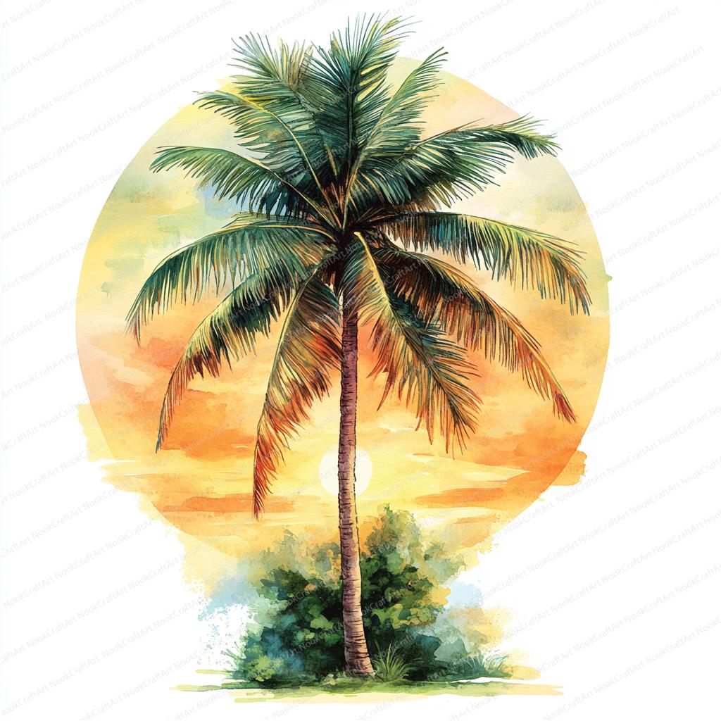 20 Beach Palm Trees Clipart | Tropical Summer Graphics| Printable ...