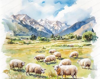 20 Farm Landscape Clipart | Akwarela Countryside View Clipart | Wysokiej jakości pliki JPG | Pobieranie cyfrowe | Rękodzieło papierowe | Junk Journal