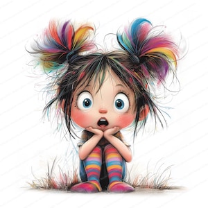 18 schrullig Mädchen Clipart | Funky Mädchen | Druckbare Aquarell Clipart | Hochwertige JPGs | Digitaler Download | Papiermodell | Junk Journal