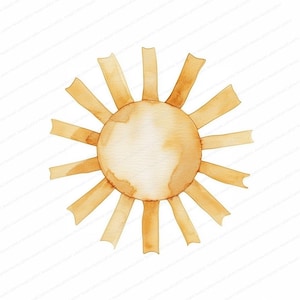 15 Sun Watercolor Clipart | Bright Sun Designs | Printable Watercolor Clipart | High Quality JPGs | Digital Download | Paper Craft