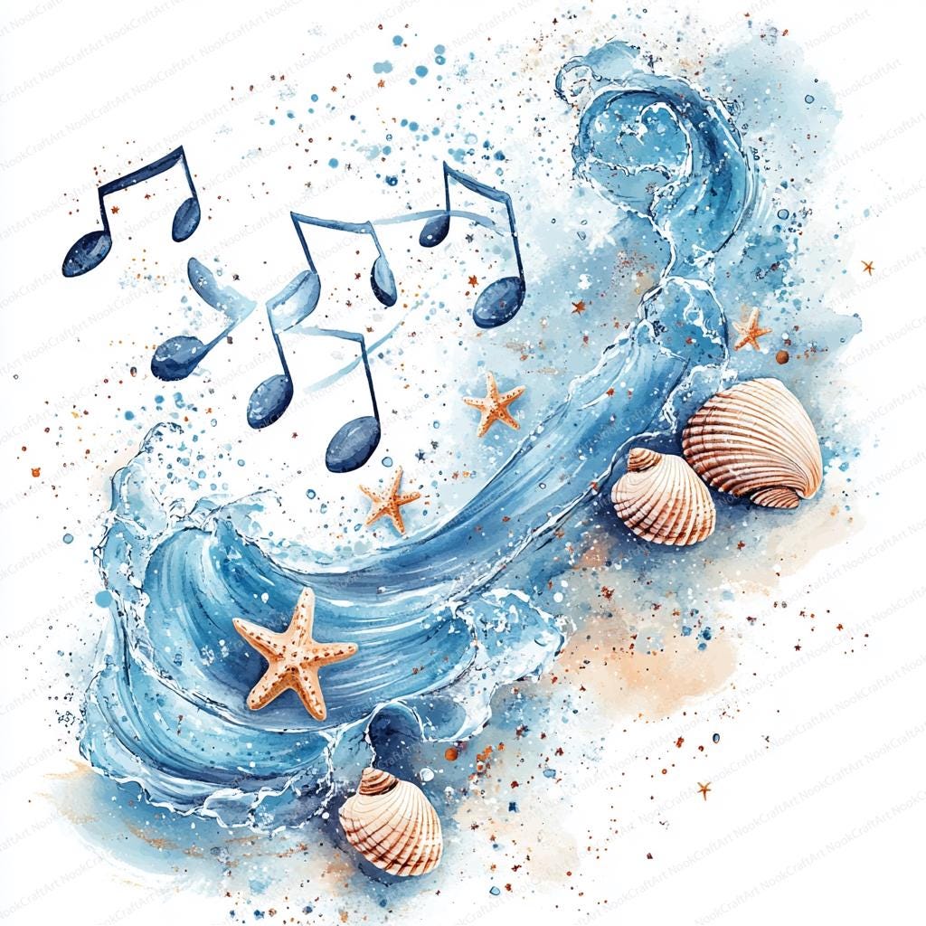 14 Musical Notes With Nautical Themes Clipart | Ocean Melodies ...