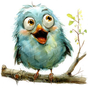 15 pájaros divertidos / Pájaros maravillosos / Clipart digital / Clipart de acuarela / JPG de alta calidad / Clipart imprimible / Manualidades