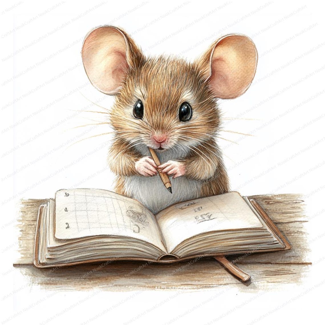 14 Writing Mice Clipart | Printable Watercolor Clipart | High Quality ...