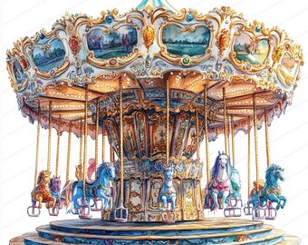 18 メリーゴーランドの馬のクリップアート | 気まぐれな遊園地の
